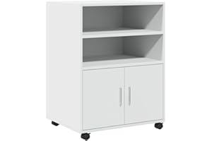 vidaXL Armario con Ruedas Madera de ingeniería Blanco 60x48x81 cm, Armario rodante, archivador, archivador para casa, armarios rodantes
