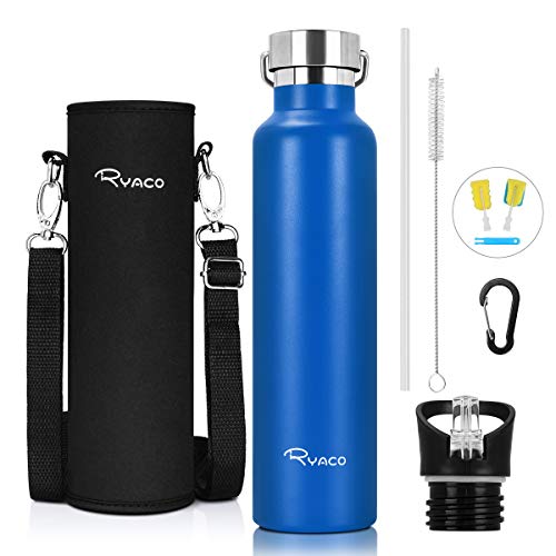 Ryaco Bottiglia Termica per Acqua in Acciaio Inox 560ml 750ml 1000ml, Senza BPA, Borraccia Sportiva Sottovuoto a Doppia Parete, Borracce Termiche per Bambini, Scuola, Ufficio, Sport, Palestra