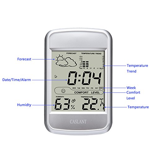 Hygrometer / Thermometer Digital, Monitor-Innenluftfeuchtigkeit, Digital Thermo-hygrometer, nach Hause Wetterstation mit LCD-Anzeige, Wecker, Uhrzeit, Kalender. - 2