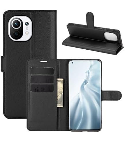 Conber Lederhülle Für Xiaomi Redmi Note 8 Pro – Flip Case Mit Kartenfach & Standfunktion, Schwarz