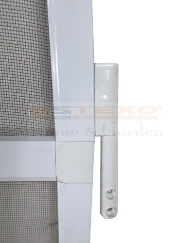 Fliegengitter Tür Größe und Farbe wählbar – Insektenschutz Alurahmen Fliegenschutz Mückenschutz weiß braun (120 x 240 cm, Weiß) - 6