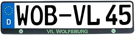 Set of 2 VfL Wolfsburg Number Plate Bracket/Plate Coloured Coats of Arms and Lettering Car Tuning For The True Fans and Amplifier (for Length 520 mm)