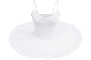 IMEKIS Robe de Ballet Camisole sans Manches pour Femme Justaucorps de Danse de Gymnastique de Couleur Unie avec Jupe en Tulle Fée Costume de Danse Ballerine du Lac des Cygnes