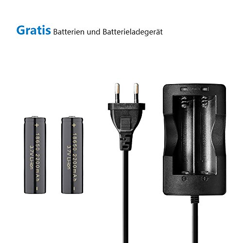 Ecooe Taschenlampe LED Cree XML-2 T6 mit Batterie und Ladegerät Weihnachtsgeschenk - 4
