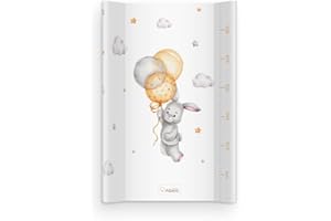 ALBERO MIO Baby Wickelauflage Wickelmulde Wickelunterlage 50 x 70 cm abwaschbar Wickeltischauflage Wickelaufsatz für Kinderbett Unisex (Kaninchen mit Ballons)