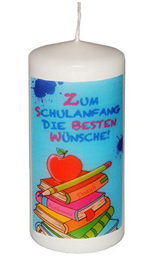 Kerzen – “ Zum Schulanfang – Ihr Wunsch – Motiv “ – 11 cm hoch – Tischkerze – Tischdeko / Schuleinführung – Schulstart – Schulkind / Schulanfänger – ABC Schütze – Deko Tisch – Kinderkerzen – Dekoration / Schultüte – Zuckertüte – Schulanfängerin – Tischkerzen – Schüler – Schüler – Mädchen & Jungen -Echtwachskerzen – Wachskerzen / Stumpenkerzen – Schulbeginn - 5