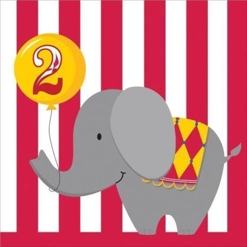 Creative Party Circus Time! 2nd Birthday Paper Party Lunch Napkins (16 Pack)