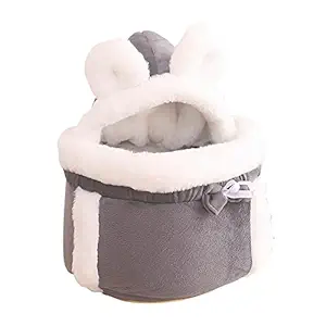 Meri SHOPP Medium Cats Carrier Bag Warm Flannel Carrying Pets Tote Cage Holder Grey L