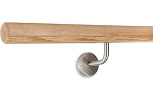 Treppen- und Geländerstudio Graber Barre de Danse en Bois de frêne Clair Ø 42 avec 2 Supports en Acier Inoxydable