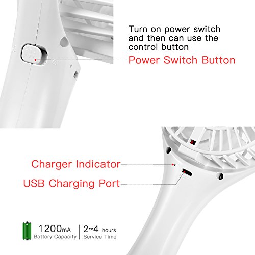 HAMSWAN AG20 Mini USB Schreibtisch Tragbarer Fan Wiederaufladbarer Fisch Baby Handfächer (weiß) - 2