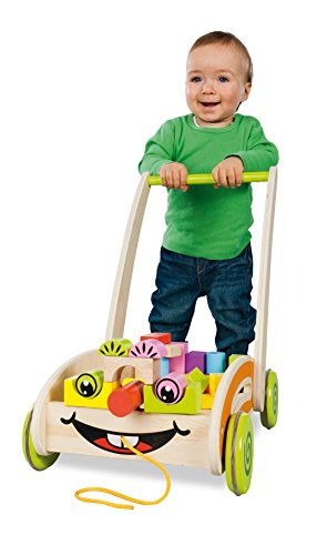 Eichhorn 100001833 – Eichhorn, Spiel- und Lauflernwagen – teilmontiert – mit 35 bunten Bausteinen aus Holz – 39x26x48cm - 3
