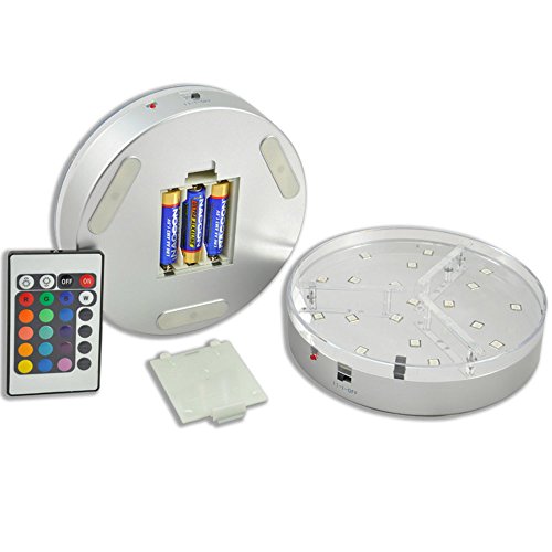 Kitosun Shisha LED Untersetzer Base Lights Effekt Licht für Wasserpfeife 15CM Durchmesser, 3.5CM hoch, 19pcs Mehrfarben LED-Lichter, nachladbar, ferngesteuert - 2