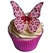 Produktbild 12 Pink Leopardenfell Design Essbare Oblaten Schmetterlinge / 12 Pink Leopard Skin Design Edible Wafer Butterflies