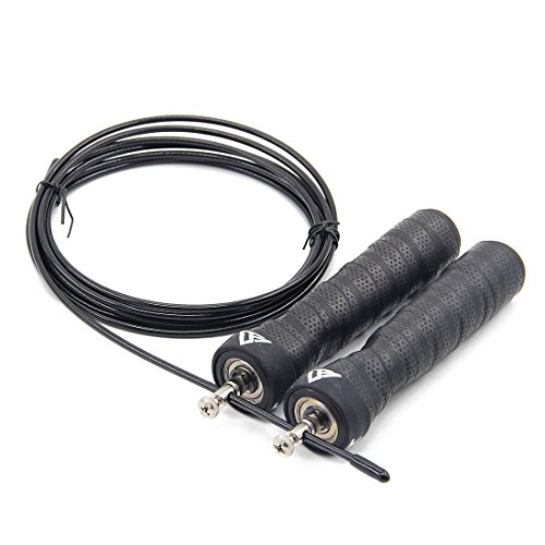 SANGFIT Springseil/Springschnur mit top geprüften Kugellager – Speed Rope inkl. 2x extra Stahlgewichten für die Griffe + 1x extra Seil. Längenverstellbar, premium Qualität und stylisches Design.Kein lästiges verdrehen der Schnur, durch die neu Innovation unseres Kugellagers! - 4
