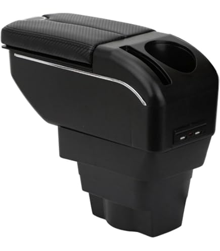 Armleuningdoos voor Astra H Center Console Opbergdoos met Bekerhouder Dubbellaagse Armleuning Accessoires Zwart (Zwart met Zwarte draad