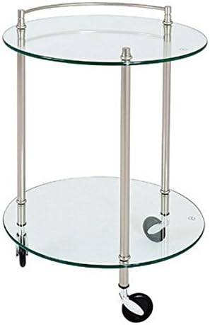 Fairmont Park Round Glass Serving Trolley - Classy Modern Elegant Look - Perfect For Wheeling Out Snacks And Drinks - Shelves Made Of Transparent Security Glass (Stainless Steel Look)