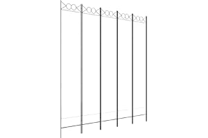 vidaXL Rumsavdelare 5 paneler vit 200x220 cm tyg