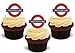 Produktbild LONDONONER U-BAHN SCHILD - 12 essbare hochwertige stehende Waffeln Kuchen Toppers - LONDON UNDERGROUND SIGN