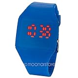 LED-Armbanduhr, für Kinder und Erwachsene, cooles Rot, digitales Display, modisch, ultradünn, Gummi-Armbanduhr Free Size dunkelblau