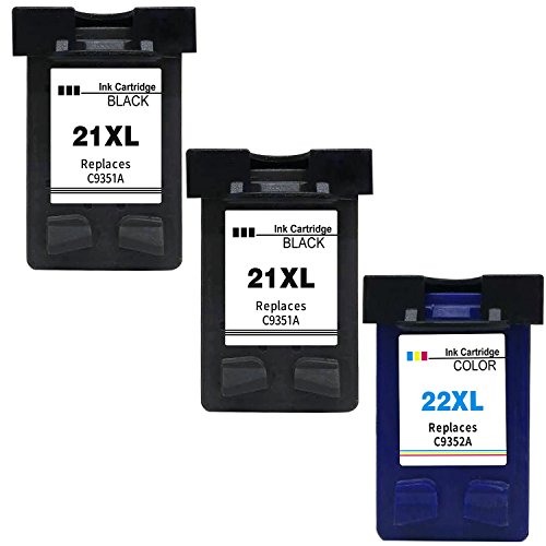 3x Tinten-Patrone für HP-21 XL & HP-22 XL Deskjet F2180 F350 F370 F375 F380 F385 F90 F394 F4100 F4135 PlatinumSerie