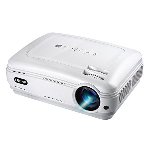 Video Projector, GreensKon HD LCD 720P Multimedia Portable Projector with 3200 Lumens 1280x768 HDMI support 1080p Video Projector to PC, Laptop, USB, SD, Camera, TV, PS4, Adio for Movies Gaming(White)