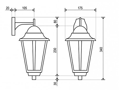 Schwarze Wand- Außenleuchte IP43 Aluguss E27 230V down Außenlampe Wandleuchte Beleuchtung - 6