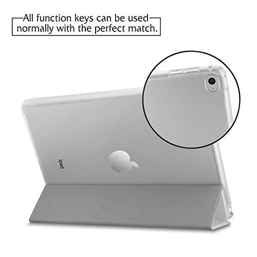 iPad Air 2 / iPad 6 Hülle, Infiland Ultra Dünn Tri-Fold Smart-Muschel PU Leder Ultra Schlank Superleicht Ständer Smart Shell Cover Schutzhülle Etui Tasche für Apple iPad Air 2 (2014 Modell)/ iPad 6(mit Auto Schlaf / Wach Funktion)(Transparent Weiß) - 4