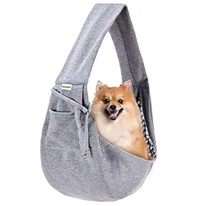 FDJASGY Small Pet Sling Carrier-Hands Free Reversible Pet Papoose Bag Tote Bag with a Pocket Safety Belt Dog Cat for Outdoor Travel Charcoal?Gray