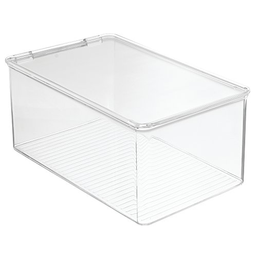 mDesign Aufbewahrungsbox mit Deckel – praktische verschließbare Acrylbox mit Deckel für die perfekte Ordnung im Badezimmer oder auch als Ordnungsbox im ganzen Haushalt – transparent - 3