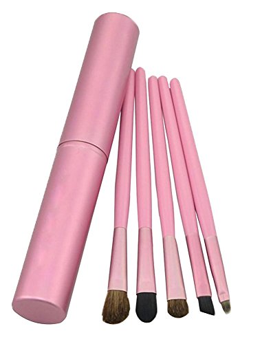 niceeshop(TM) 5Pcs Professional Eyeshadow Brushes Set Kit Eye Makeup Tool with Round Tube Case,Roseo