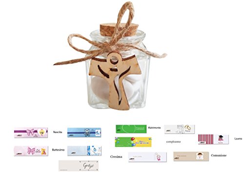24 BARATTOLI VETRO L15154 + CIOCOPASSION + DECORAZIONI LEGNO + JUTA + BIGLIET (Croce Tao 1130018)