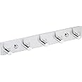 QNIIAED Coat Hooks Wall Mounted,Multipurpose Stainless Steel Screw in Door Hook Metal Heavy Duty Coat Rack Row of hook Hanger Towel Robe Clothes Hat Hook for Bathroom Bedrooms(Brushed Silver 5 Hooks)