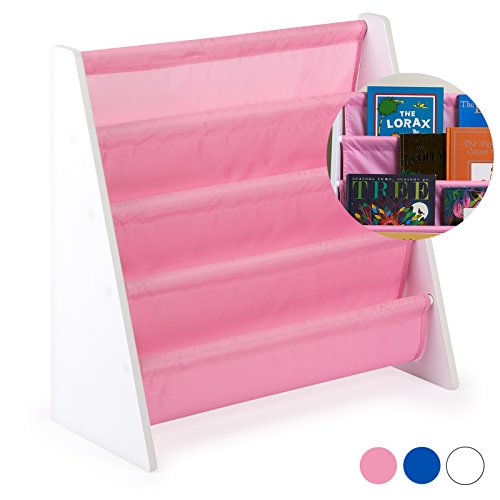 Hartleys Childrens Fun White Wooden Bookshelf - Choice of Fabric Colour