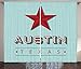 Produktbild BHWYK Austin Curtains, Texas Stylized Wording with a Star State Country Symbolic Design, Living Room Bedroom Window Drapes 2 Panel Set, Ruby Pale Seafoam and Eggshell,110 W X86 L inch