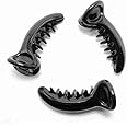 Snowpearl Black Color Acrylic Material Banana/Mirchi Hair Clips For Women & Girls (Black, Curved Shape) (Pack of 3) Glossy Look