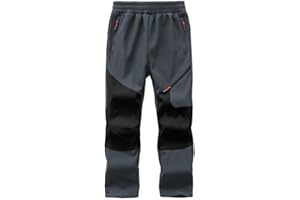 HFDWYJ Pantalon Ski Enfant Pantalon Polaire Chaud Pantalon Softshell doublé pour Enfant Enfant Pantalon Randonnee Softshell Pantalons Garçons Filles avec Poche Zippée