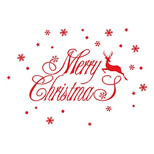 Preisvergleich Produktbild Jaminy Weihnachten Fensterbilder Wandtattoo Winter Wandaufkleber Merry Christmas Schaufensterdekoration Weihnachtssticker Wandaufkleber Fenster Aufkleber Engel Schneeflocken Weihnachten Xmas Fensterbilder Aufkleber Dekoration -44 x 31cm (Rot)