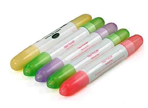niceEshop(TM) 5 Pcs Acetone Nail Art Polish Corrector Remover Pen with 15 Changeable Tips,Random Color