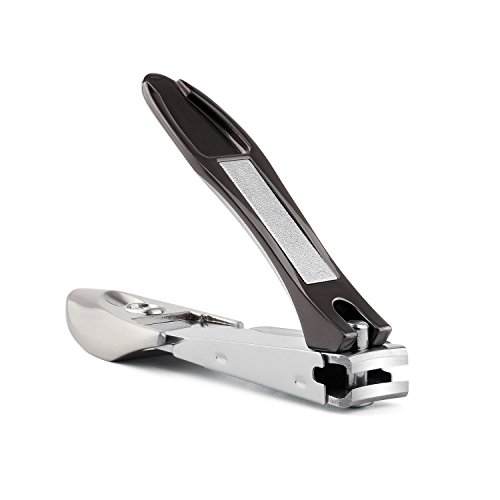 Hfun Toenail Clippers for Thick Nails with Curved Nail File,3mm Wide Jaw Opening Zinc Alloy and Stainless Steel Nail Trimmer