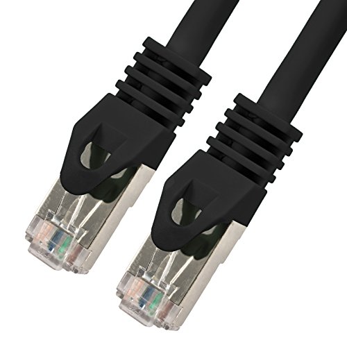 rocabo 2m RJ45 Netzwerkkabel Patchkabel mit CAT 7 Rohkabel – LAN – Ethernet Gigabit LAN Switch Router – S/FTP PiMF – Halogenfrei schwarz - 4