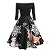 Produktbild Aberimy Kleid Damen Weihnachtselemente Elegante EIN Halsband Von der Schulter Cocktailkleid Abendkleid Sommerkleider Spitzenkleid A-Linie Kleid Knielang Partykleid Retro Abend Prom Herbst Winter