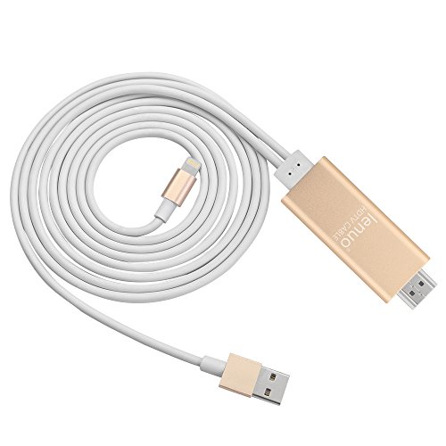 Lenuo 8 pin 2M Kabel für iPhone 6 6S 5S 5 HDMI HDTV AV Adapter auf HDMI 1080p Stecker 6,56ft Apple Lighting cable zum HDMI (golden) - 3
