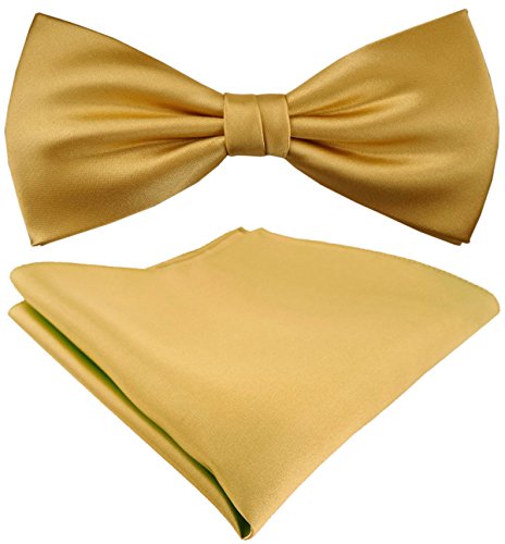 Preisvergleich Produktbild Seidenfliege + TigerTie Satin Einstecktuch in Uni gold hellgold - 100% reine Seide