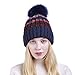 Produktbild Unisex Wintermütze URSING Herren Damen Farbe Block Stricken Wolle Mütze Gemütlich Winter Warm Bommel Ski Pom Pom Hut Kappe Beanie Bommelmütze Wollmütze Strickmütze Kopfkappe (Marine)
