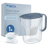 BRITA Style Essential XL 1 x MAXTRA PRO Pure Performance Filtreli Su Arıtma S&uuml;rahisi &ndash; Taş Mavisi (3,6L)