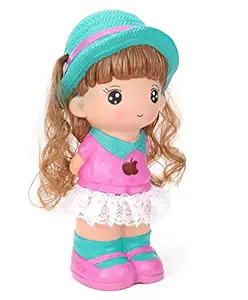 JOY STORIES Baby Girl Doll Shaped Money Saving Bank Toy for Kids, Red Yellow