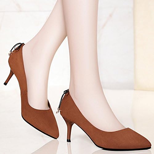 KPHY Spring Sharp Pointed Shallow Mouth Women'S Shoes Thin Heel Single Shoes Leisure Comfortable Non Slip Set Foot.Thirty-Five Brown