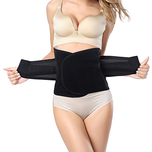 Ceinture Post Accouchement Réglable Ventre Plat/Ceinture Post Grossesse Gaine/Ceinture Lombaire/Corset Ceinture après Post-Partum Respirant/Ceinture Elastique Abdominale Femme, Noir, Fr Taille 42