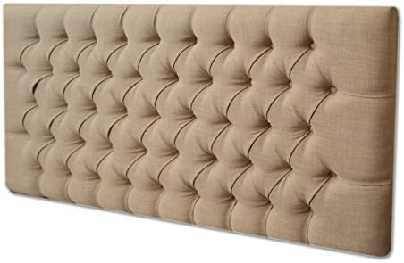 2FT6,3FT,4FT,4FT6,5FT DESIGNER NEW STYLE FABRIC MATCHING BUTTONS HEADBOARD (3FT SINGLE, CREAM CHENILLE)