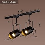 Incluye Bombillas: No Lámpara de techo de la vendimia de luz LED Negro de hierro de techo lámpara de la pista ropa industrial retro riel Foco Luminaria de as cocinas, 2 cabezales con el poste